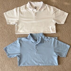 Kids Chap’s Uniform Performance Polo Shirt - White & Light Blue